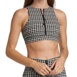 Koral Black and White Houndstooth Crop Top sports bra NWT medium
